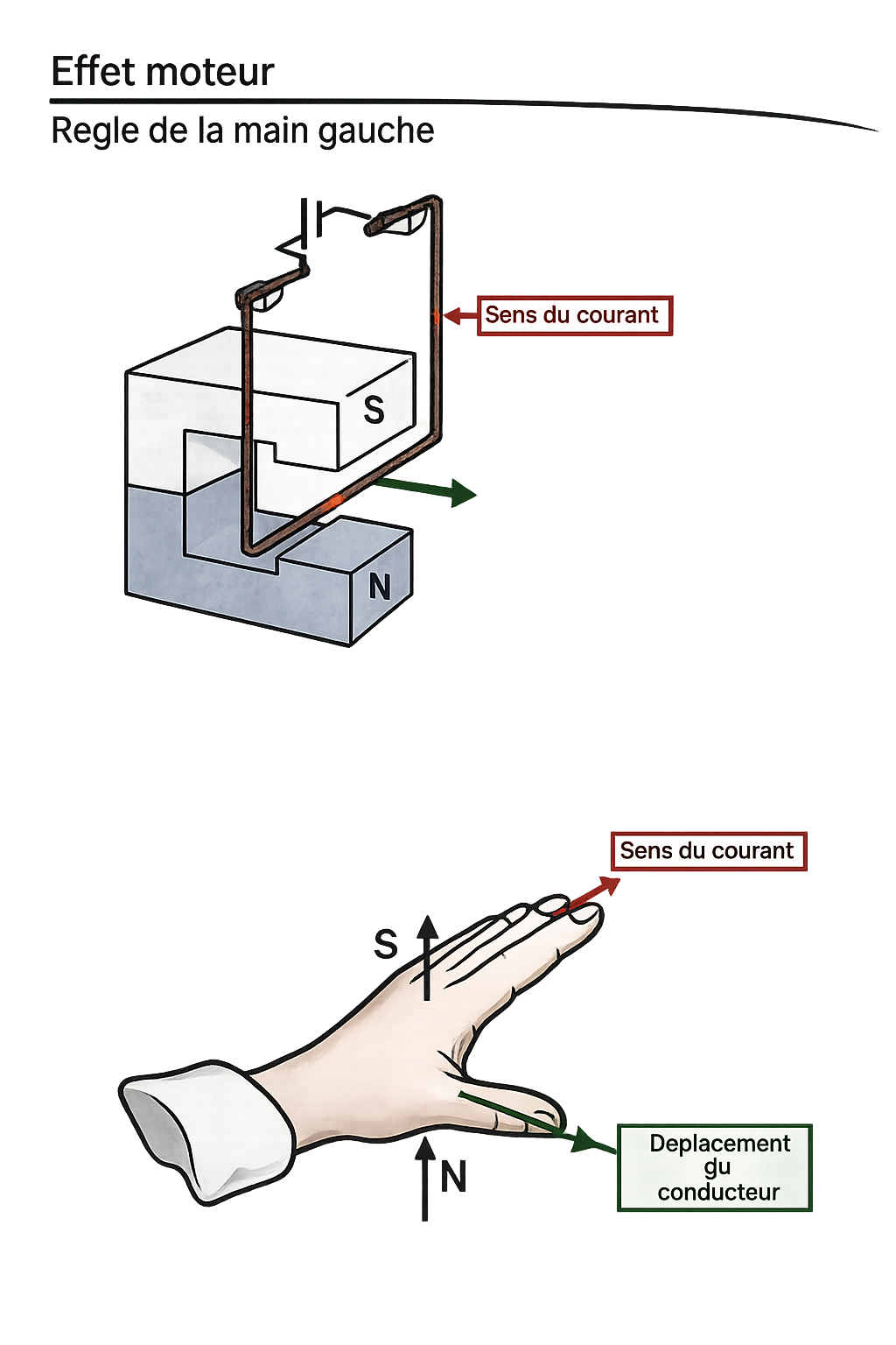 Règle de la main gauche - Effet moteur
